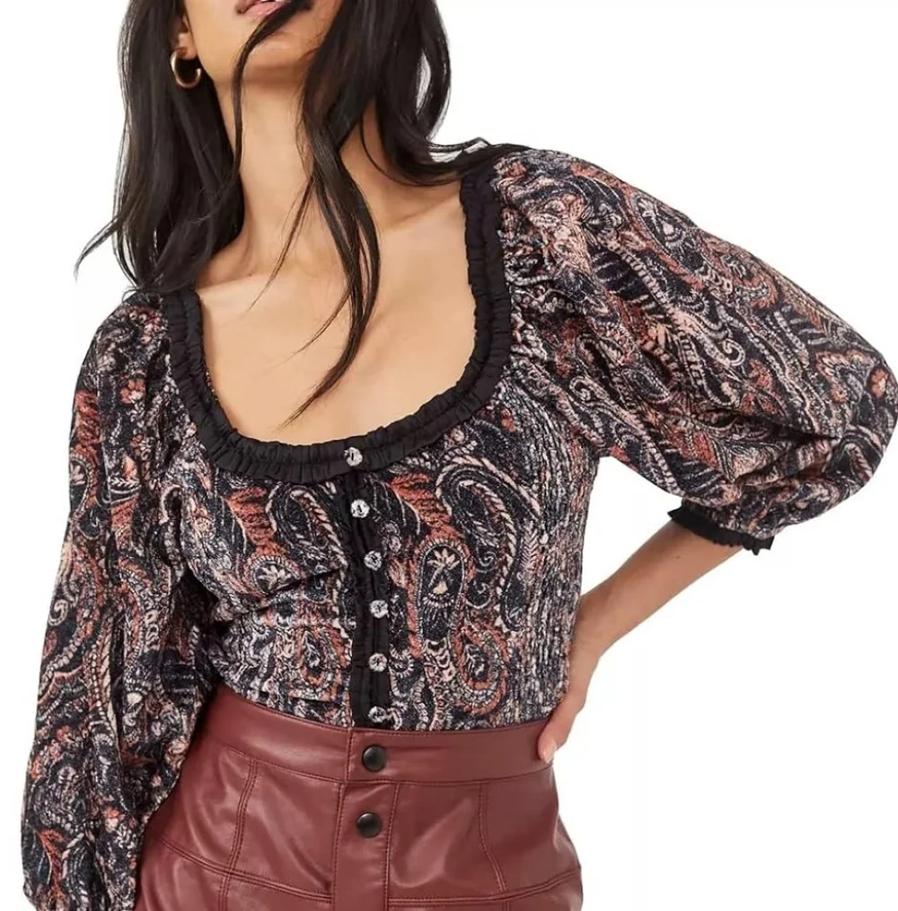 NWT Free People Velvet Blouse NWT sz L